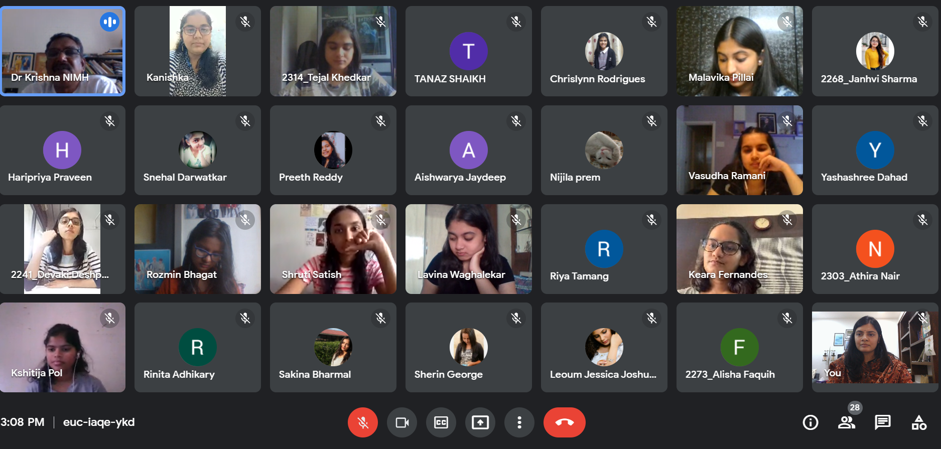 Dr. Krishna from NIHM addressing the students of Psychology